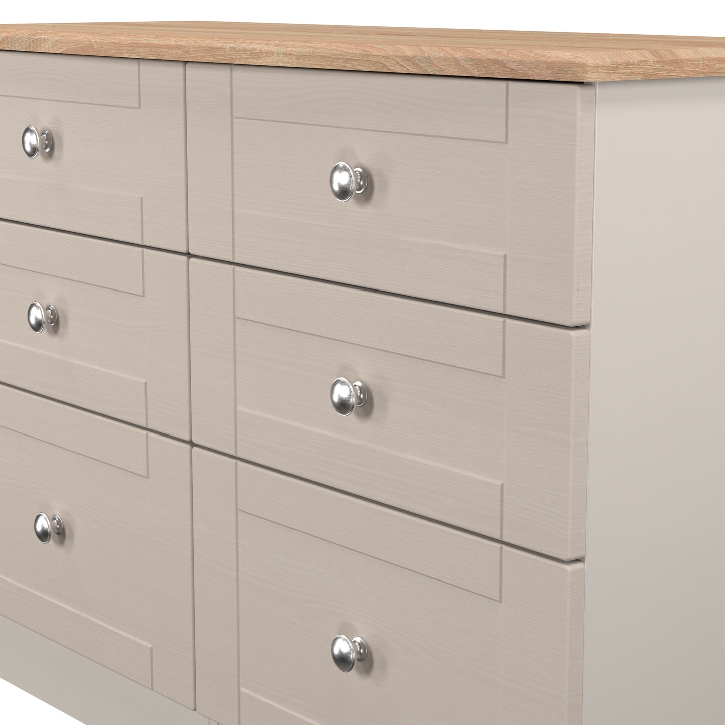 Sussex Large Chest of Drawers Off-white & Light Oak 6 Drawers 112cm
