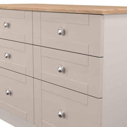 Sussex Large Chest of Drawers Off-white & Light Oak 6 Drawers 112cm