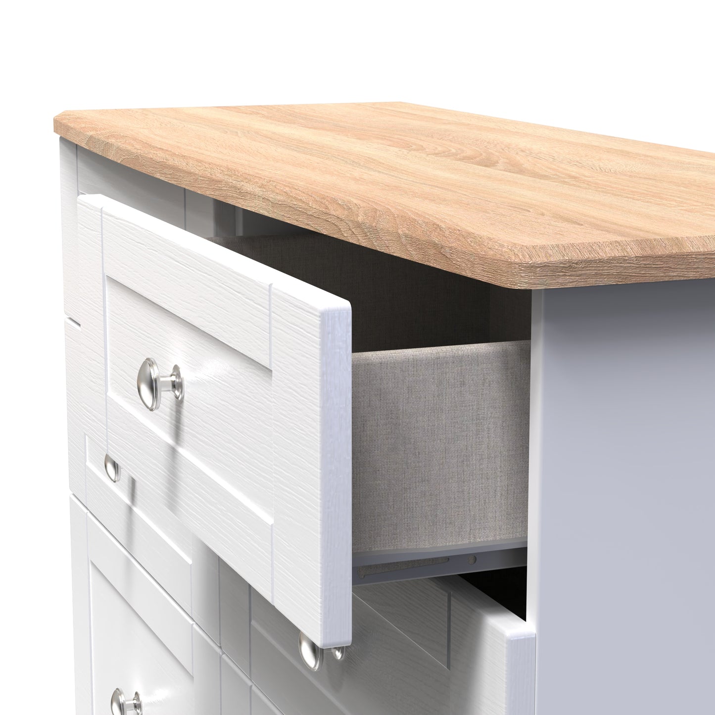 Sussex Large Chest of Drawers White & Light Oak 6 Drawers 112cm