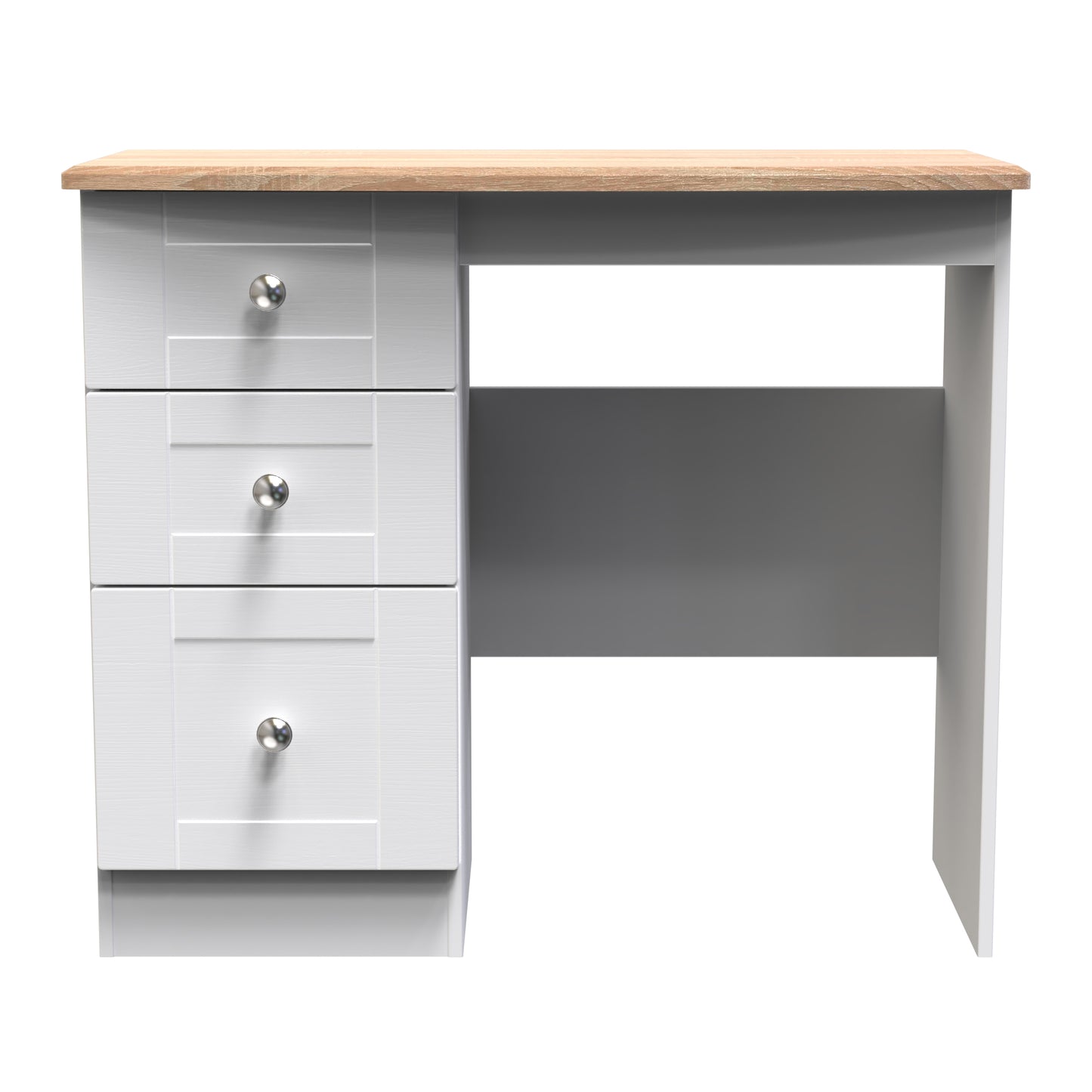 Sussex Desk White & Light Oak 3 Drawers 93cm