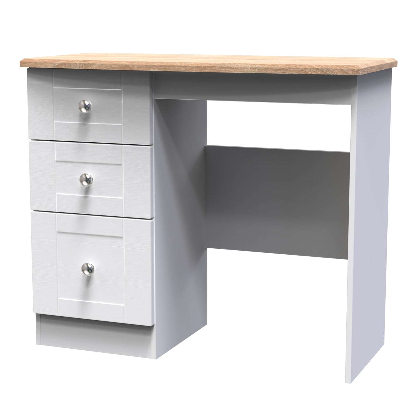 Sussex Desk White & Light Oak 3 Drawers 93cm