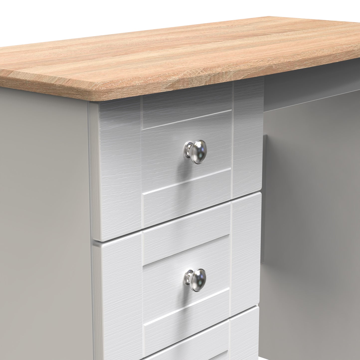 Sussex Desk White & Light Oak 3 Drawers 93cm