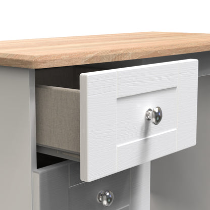 Sussex Desk White & Light Oak 3 Drawers 93cm