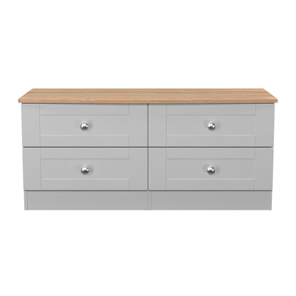 Sussex Large Chest of Drawers Grey & Light Oak 4 Drawers 112cm