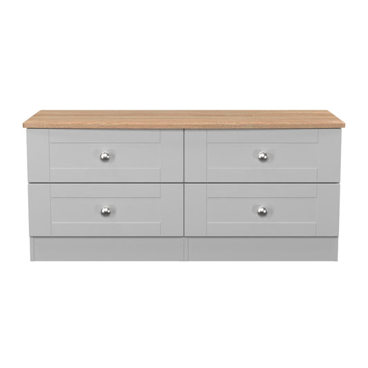 Sussex Large Chest of Drawers Grey & Light Oak 4 Drawers 112cm