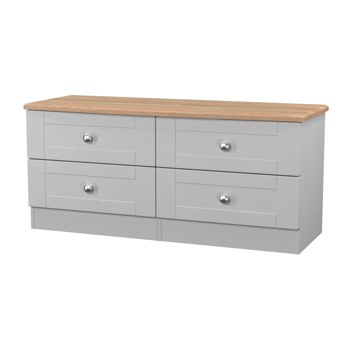 Sussex Large Chest of Drawers Grey & Light Oak 4 Drawers 112cm