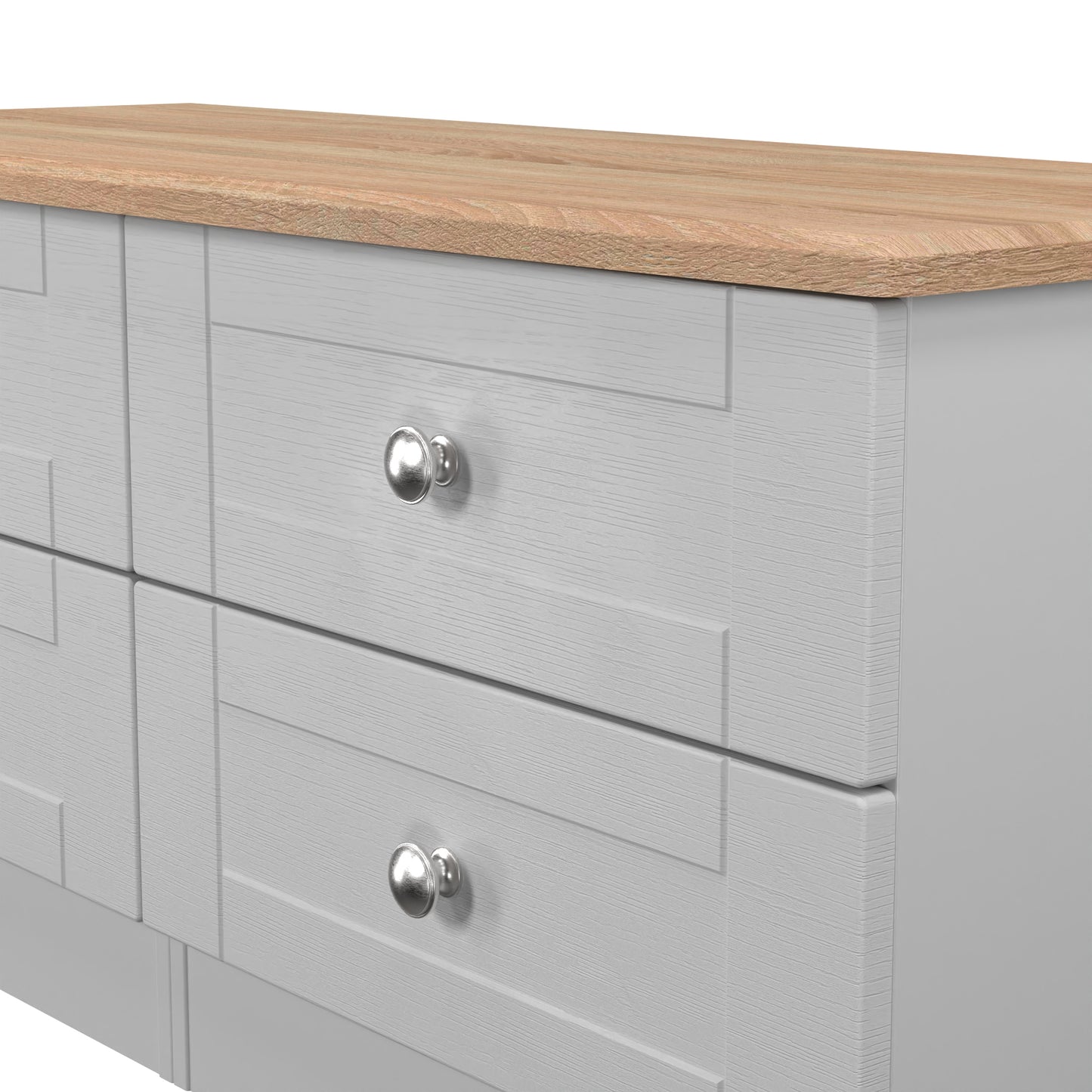 Sussex Large Chest of Drawers Grey & Light Oak 4 Drawers 112cm