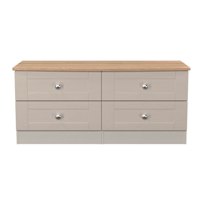Sussex Large Chest of Drawers Off-white & Light Oak 4 Drawers 112cm