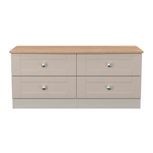Sussex Large Chest of Drawers Off-white & Light Oak 4 Drawers 112cm