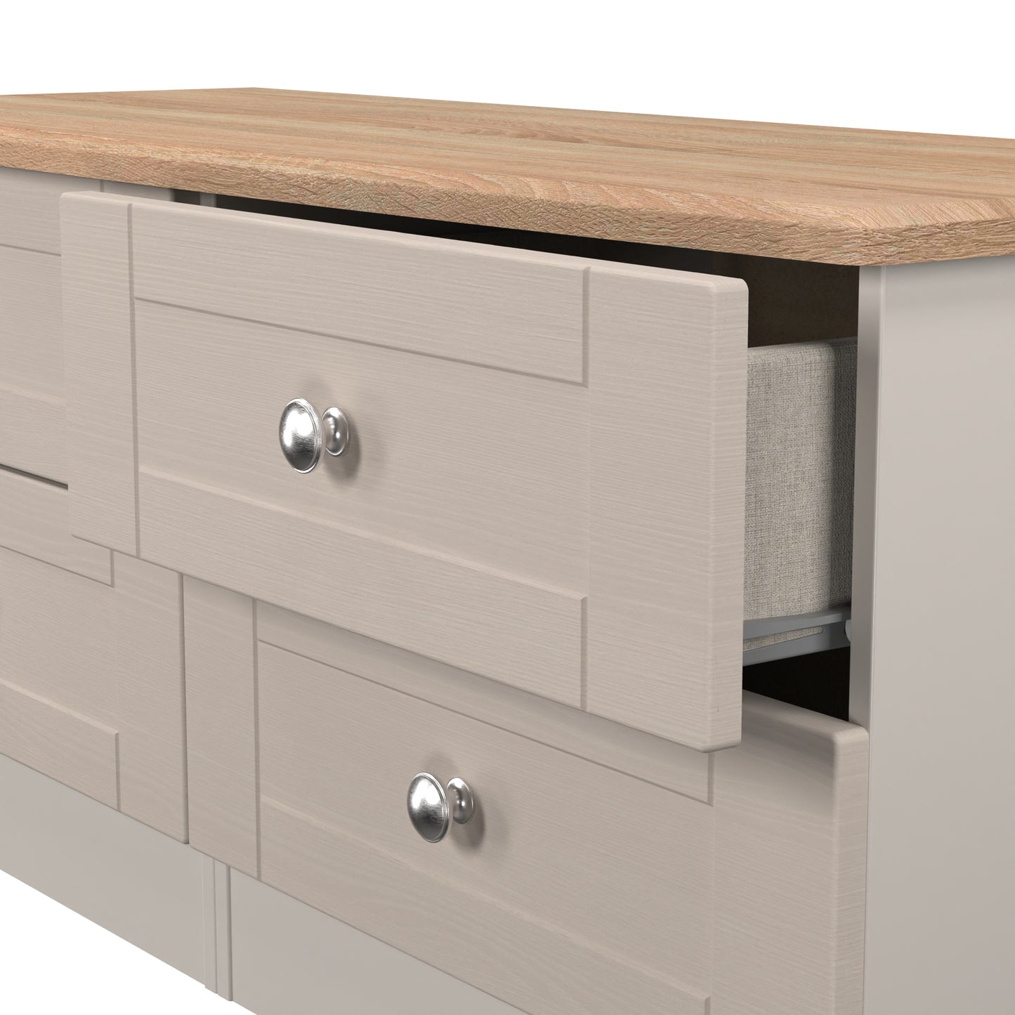 Sussex Large Chest of Drawers Off-white & Light Oak 4 Drawers 112cm
