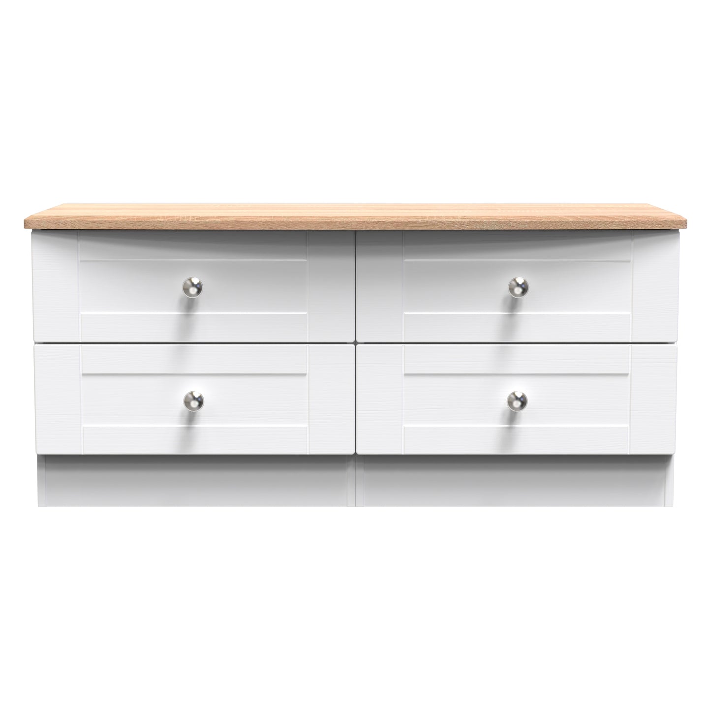 Sussex Large Chest of Drawers White & Light Oak 4 Drawers 112cm