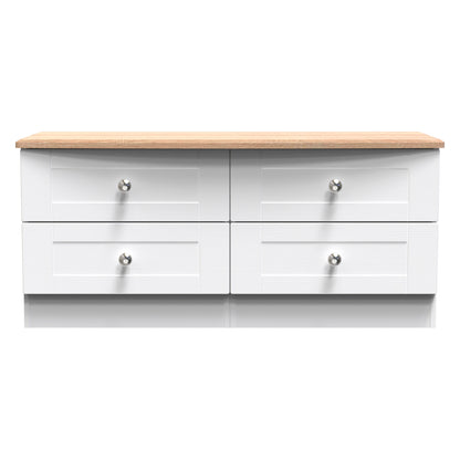 Sussex Large Chest of Drawers White & Light Oak 4 Drawers 112cm