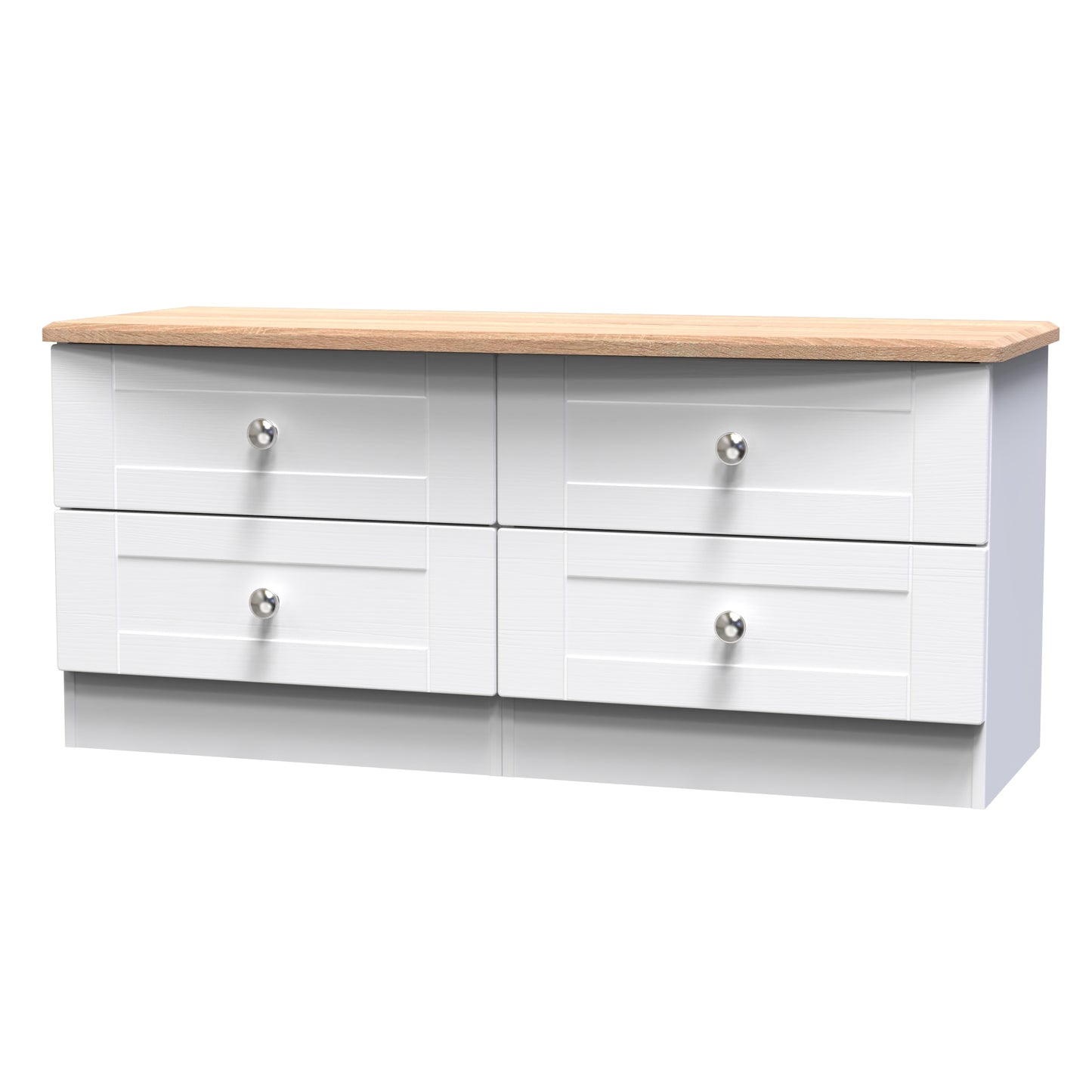 Sussex Large Chest of Drawers White & Light Oak 4 Drawers 112cm