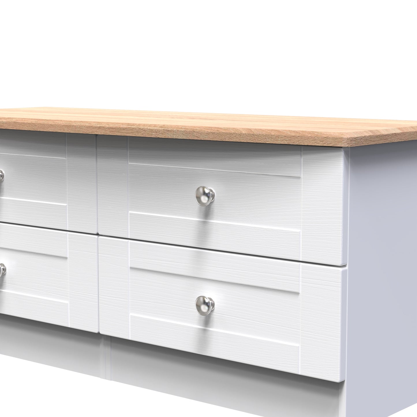 Sussex Large Chest of Drawers White & Light Oak 4 Drawers 112cm