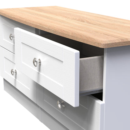 Sussex Large Chest of Drawers White & Light Oak 4 Drawers 112cm