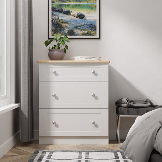 Sussex Chest of Drawers Grey & Light Oak 3 Drawers 42cm