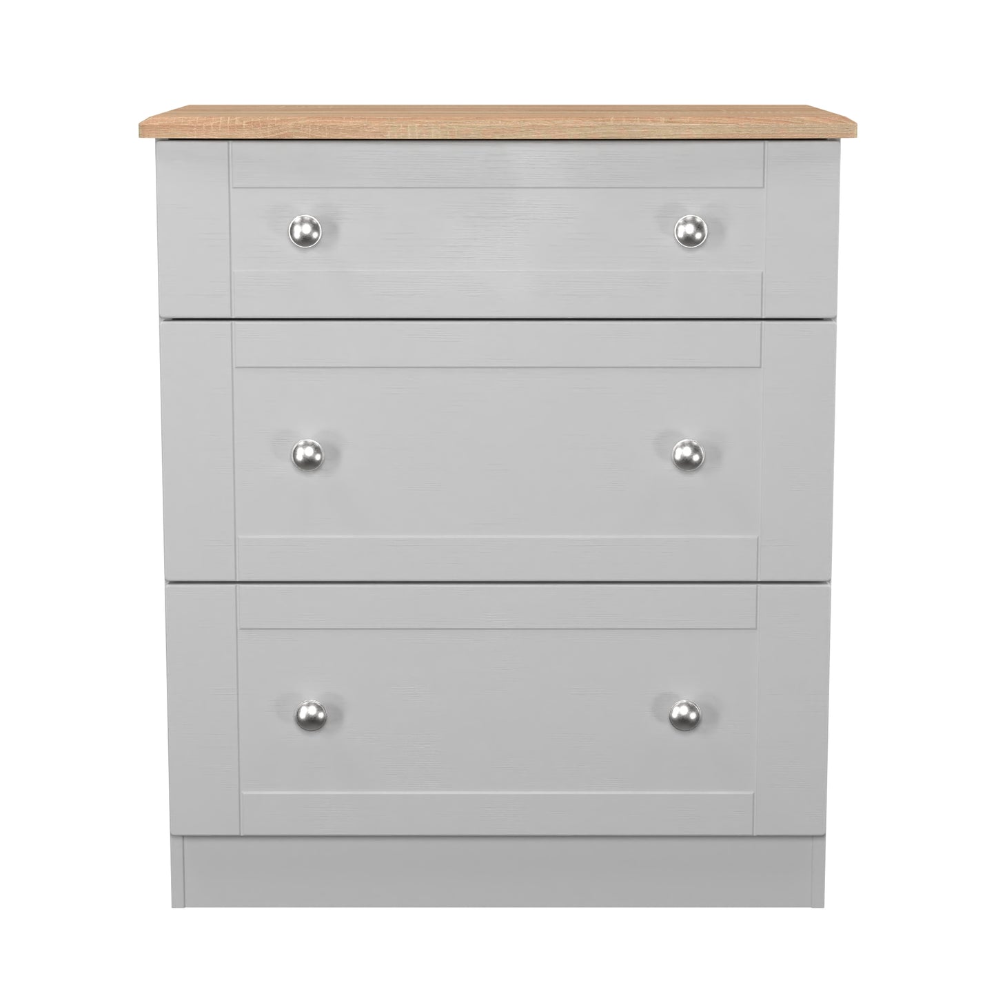 Sussex Chest of Drawers Grey & Light Oak 3 Drawers 42cm
