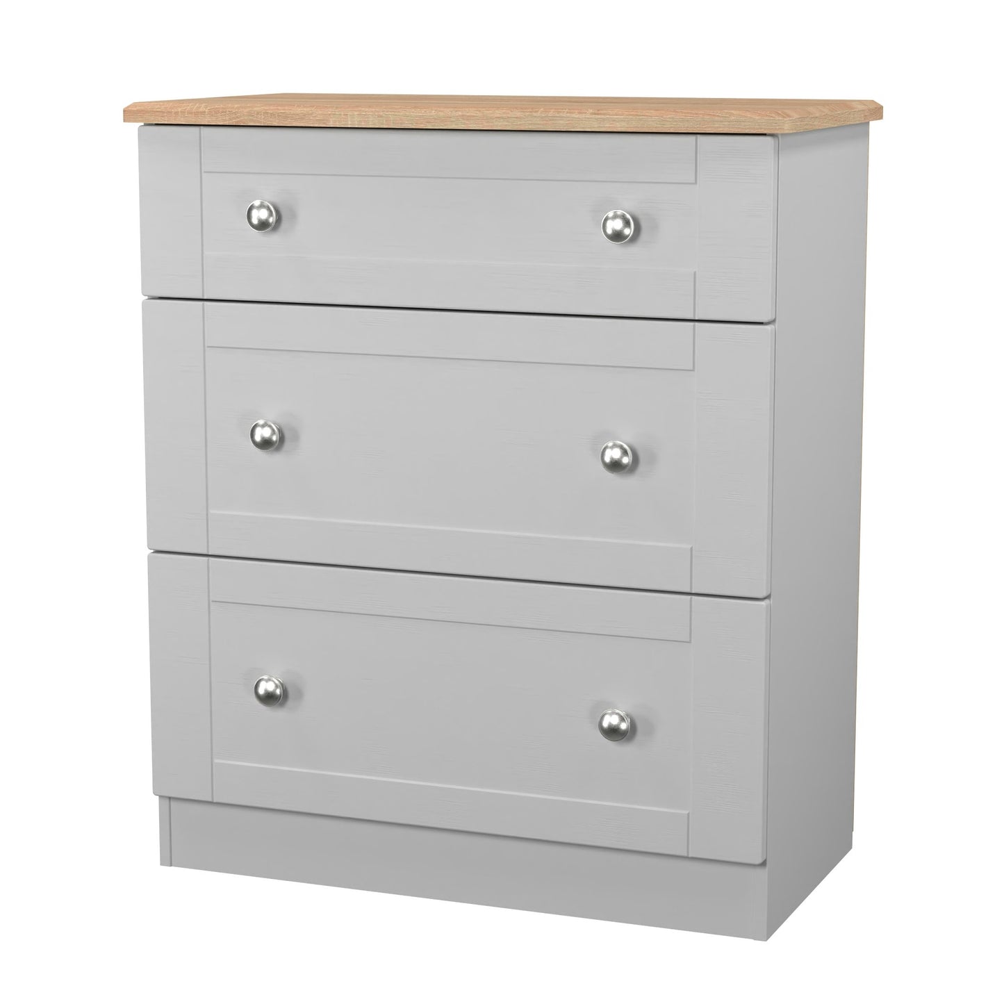 Sussex Chest of Drawers Grey & Light Oak 3 Drawers 42cm
