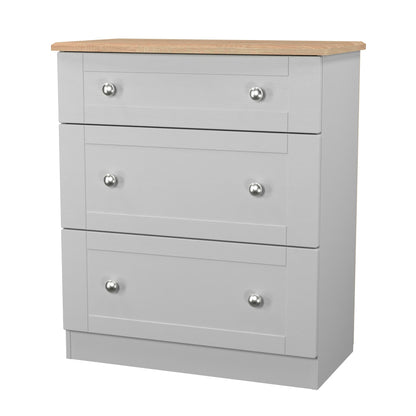 Sussex Chest of Drawers Grey & Light Oak 3 Drawers 42cm