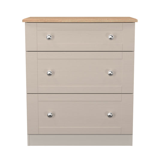 Sussex Chest of Drawers Off-white & Light Oak 3 Drawers 42cm