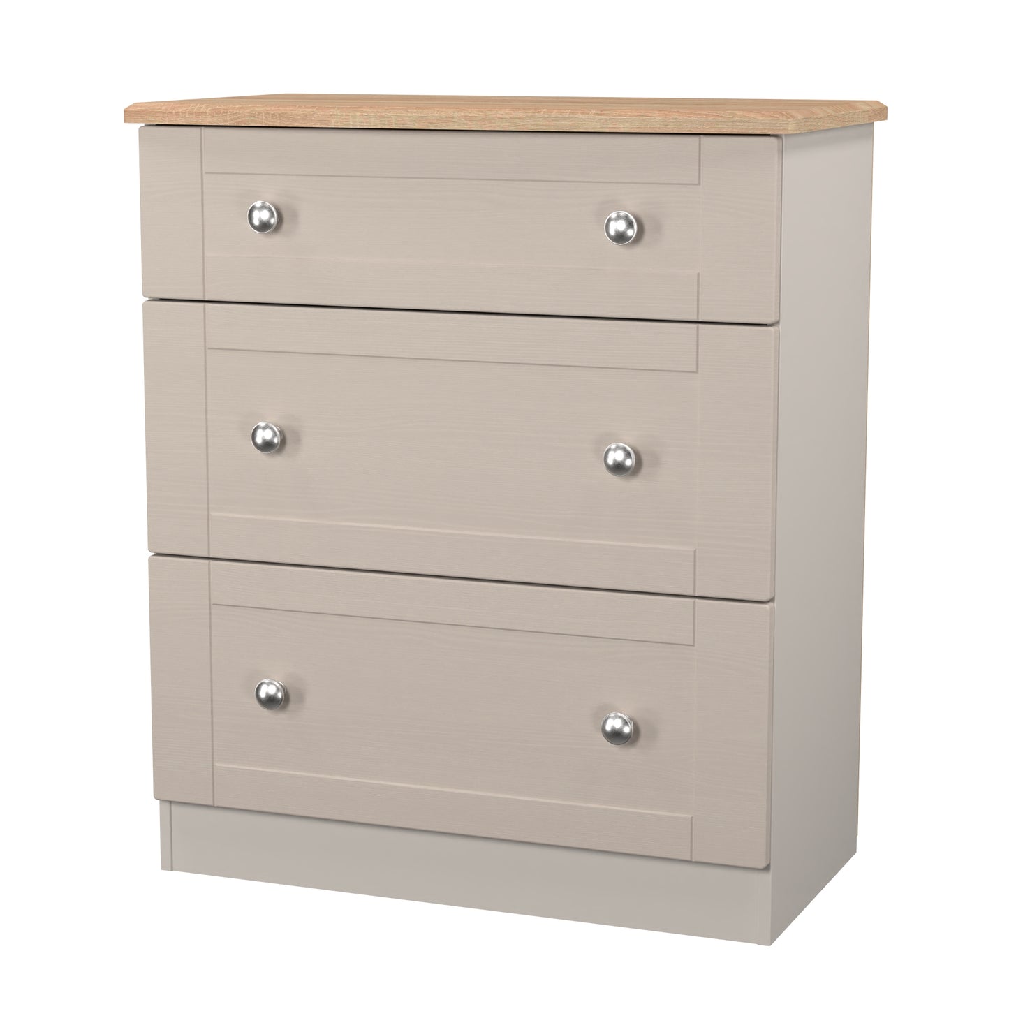 Sussex Chest of Drawers Off-white & Light Oak 3 Drawers 42cm