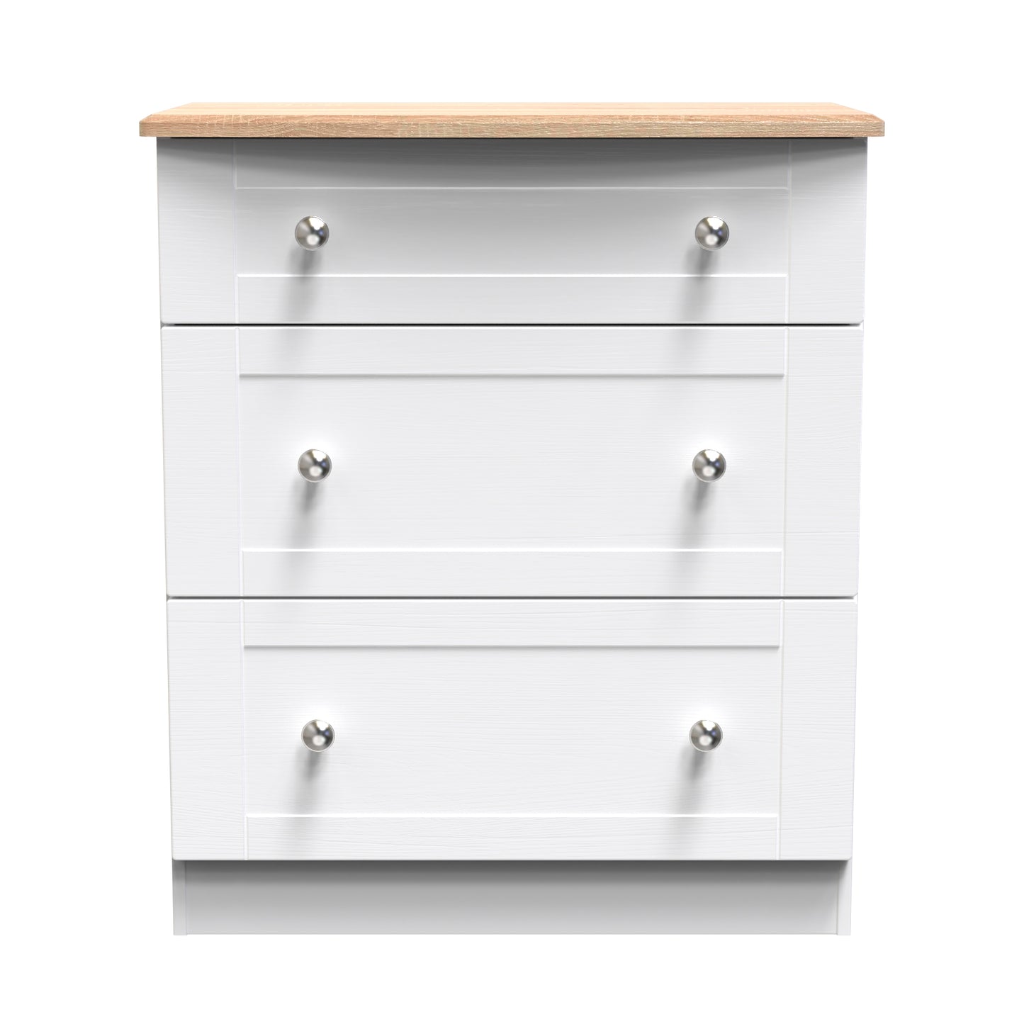 Sussex Chest of Drawers White & Light Oak 3 Drawers 42cm