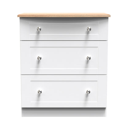 Sussex Chest of Drawers White & Light Oak 3 Drawers 42cm