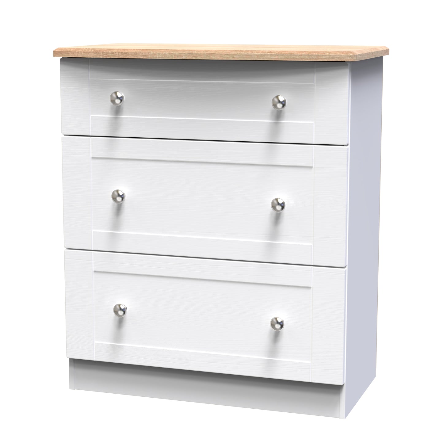 Sussex Chest of Drawers White & Light Oak 3 Drawers 42cm