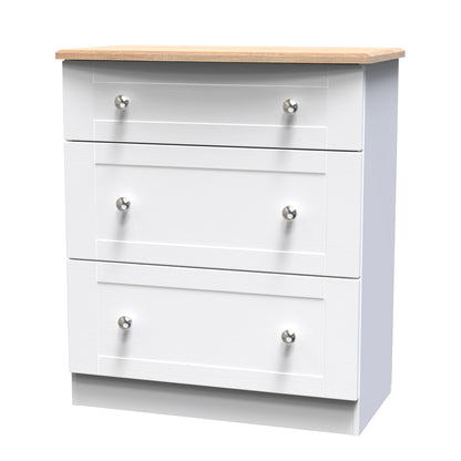 Sussex Chest of Drawers White & Light Oak 3 Drawers 42cm