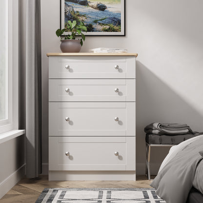 Sussex Tall Chest of Drawers Grey & Light Oak 4 Drawers 77cm