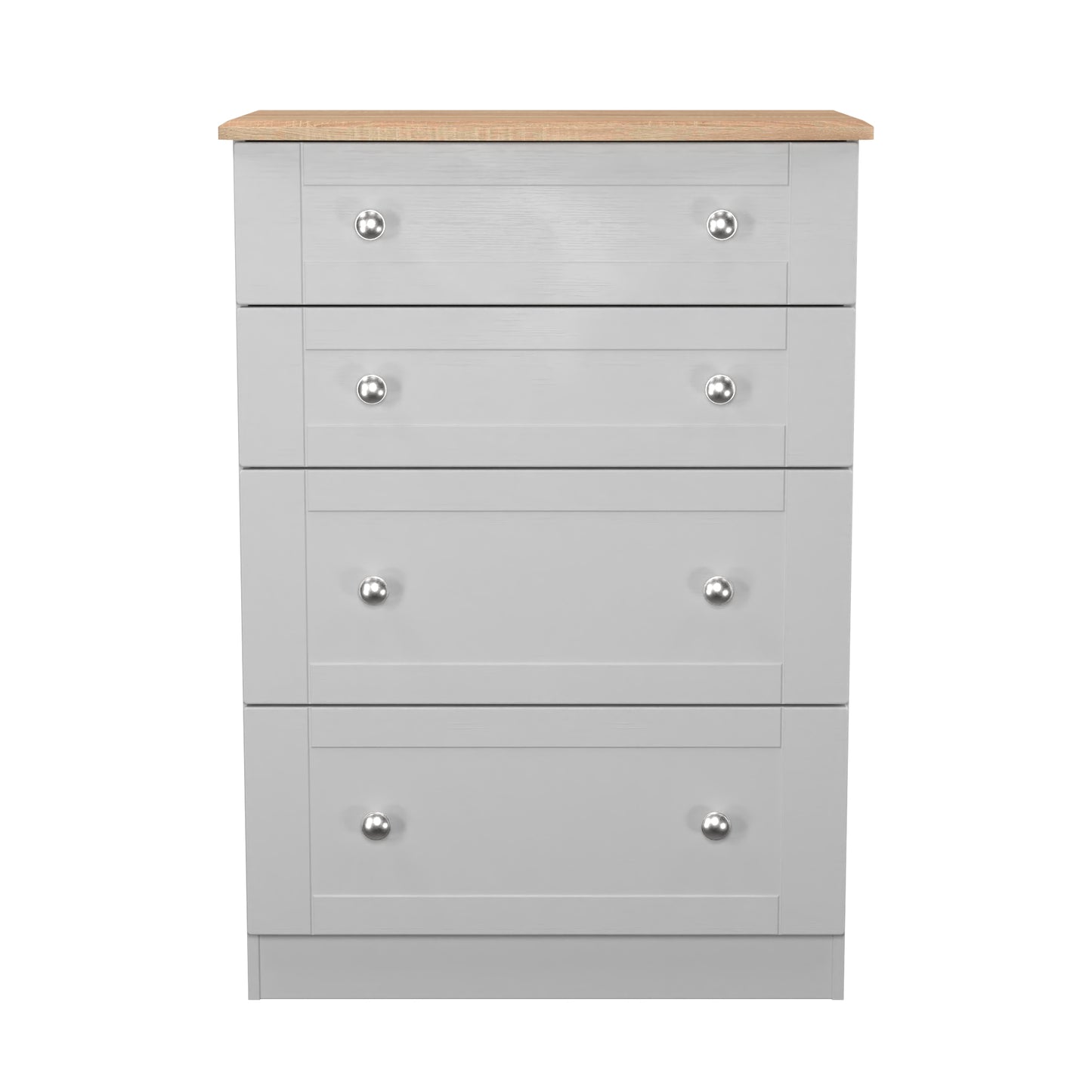 Sussex Tall Chest of Drawers Grey & Light Oak 4 Drawers 77cm