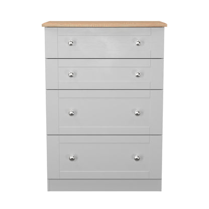 Sussex Tall Chest of Drawers Grey & Light Oak 4 Drawers 77cm