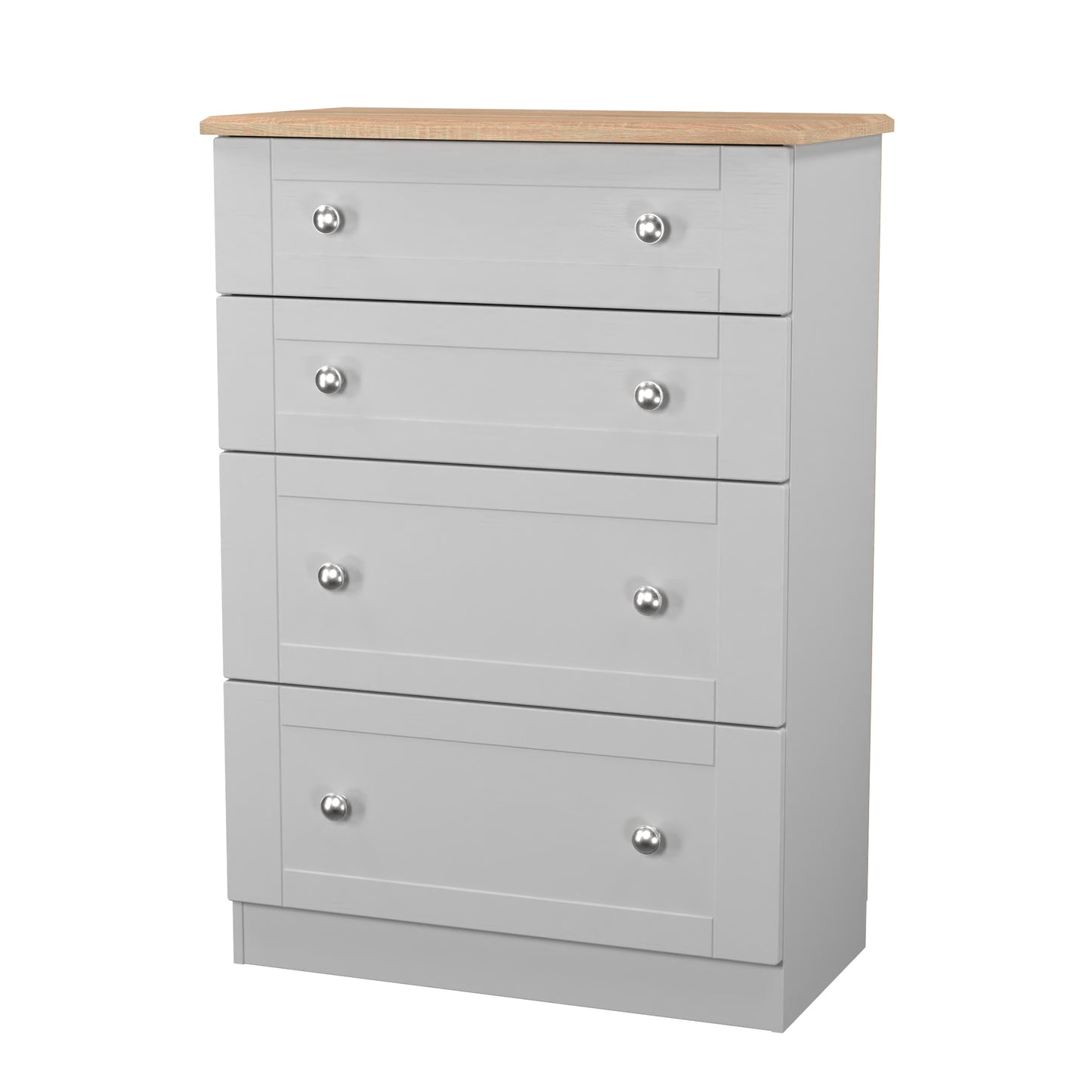 Sussex Tall Chest of Drawers Grey & Light Oak 4 Drawers 77cm