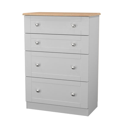 Sussex Tall Chest of Drawers Grey & Light Oak 4 Drawers 77cm
