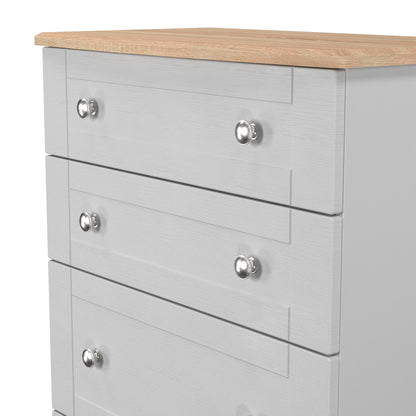 Sussex Tall Chest of Drawers Grey & Light Oak 4 Drawers 77cm