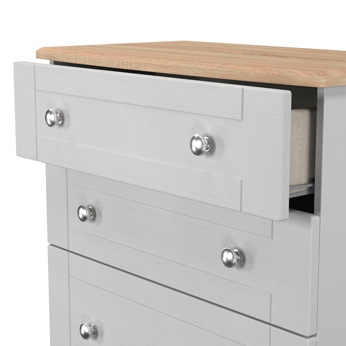 Sussex Tall Chest of Drawers Grey & Light Oak 4 Drawers 77cm