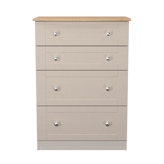 Sussex Tall Chest of Drawers Off-white & Light Oak 4 Drawers 77cm