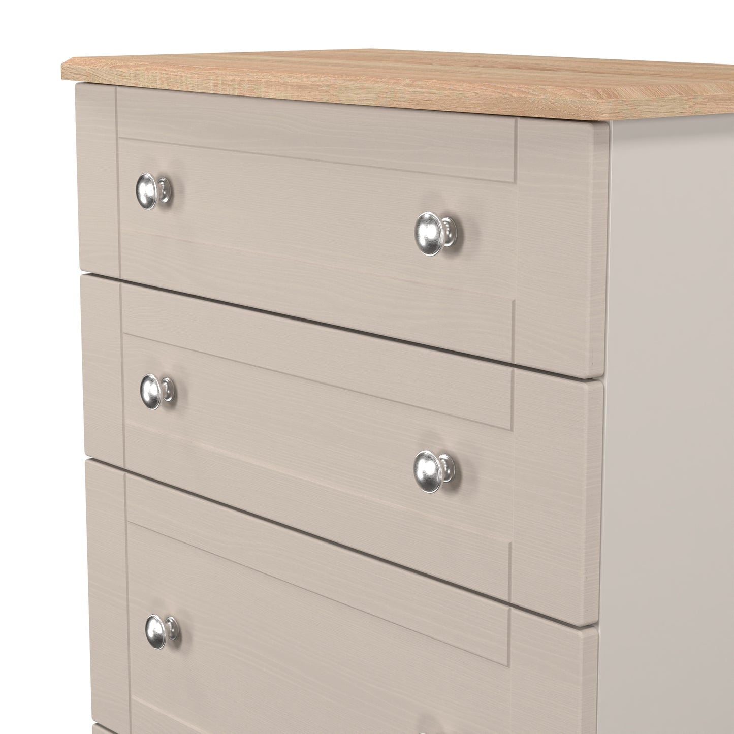 Sussex Tall Chest of Drawers Off-white & Light Oak 4 Drawers 77cm