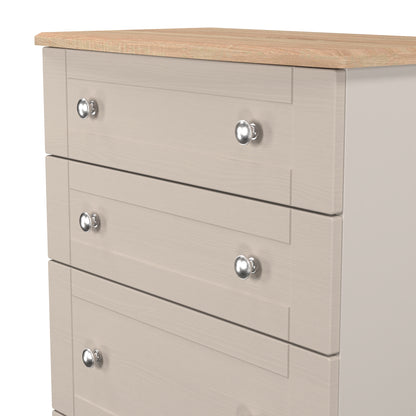 Sussex Tall Chest of Drawers Off-white & Light Oak 4 Drawers 77cm