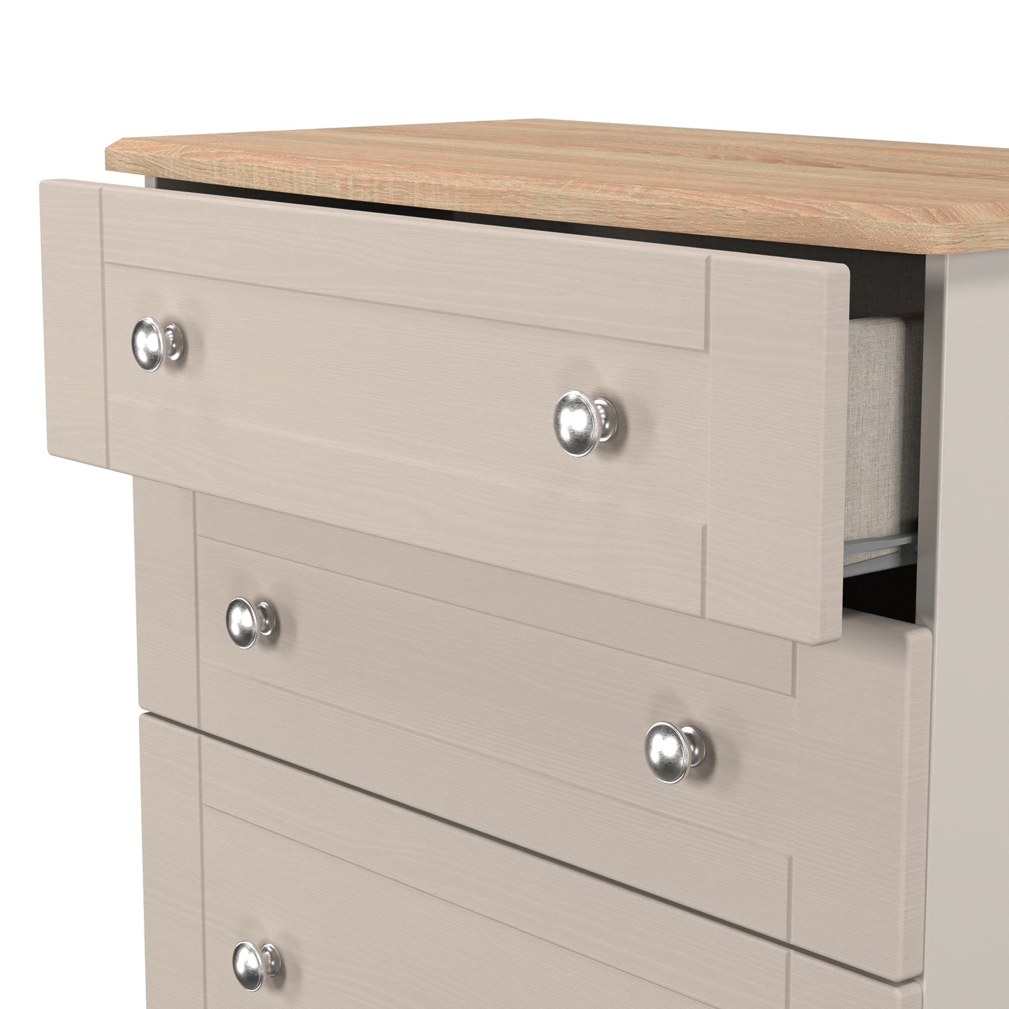 Sussex Tall Chest of Drawers Off-white & Light Oak 4 Drawers 77cm