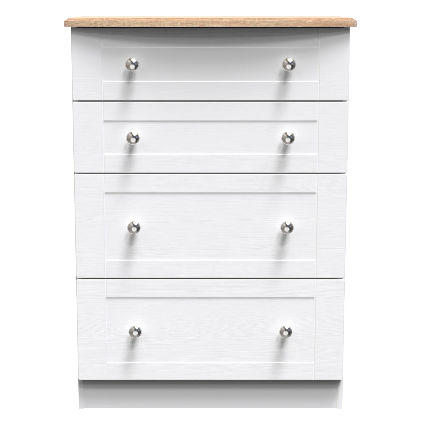 Sussex Tall Chest of Drawers White & Light Oak 4 Drawers 77cm