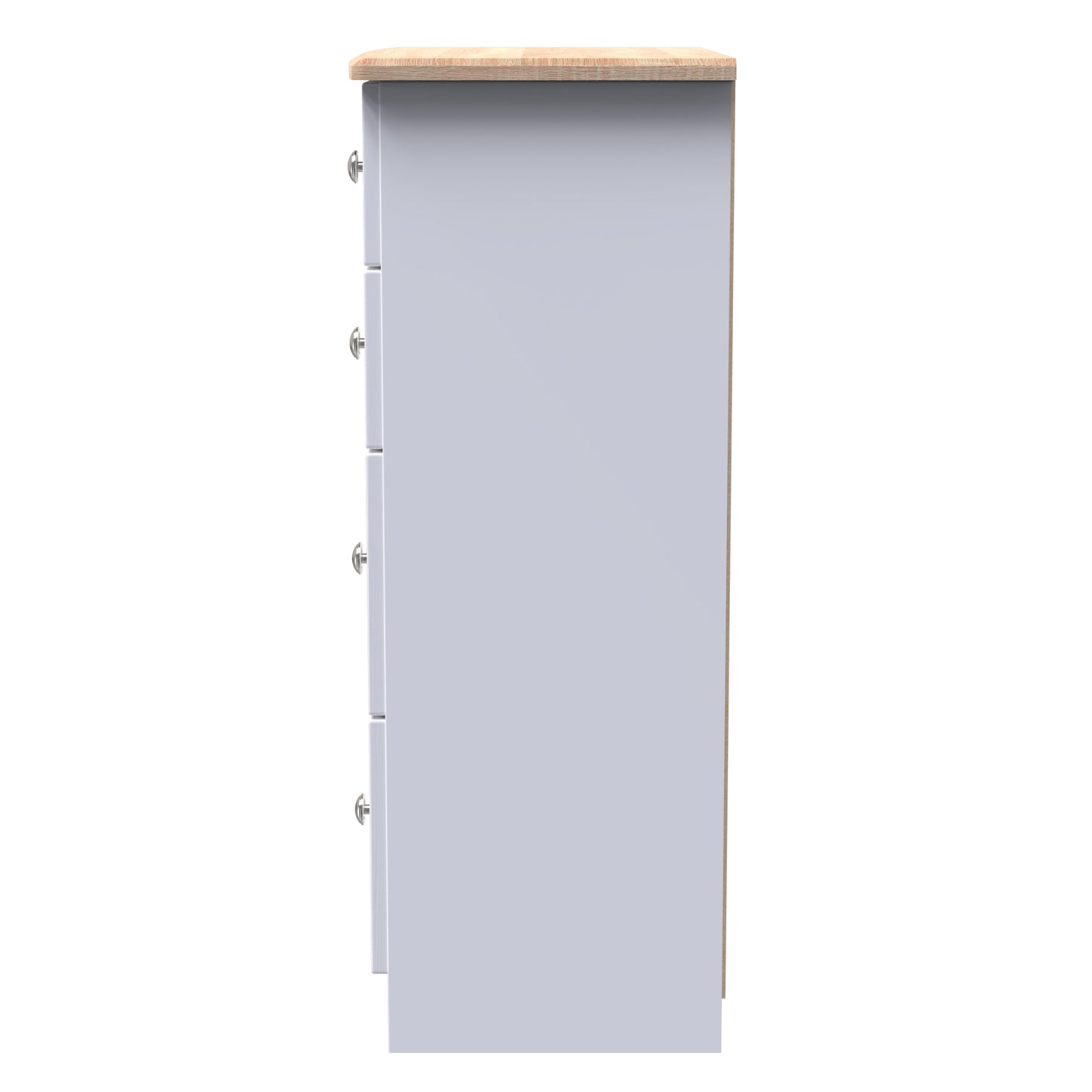 Sussex Tall Chest of Drawers White & Light Oak 4 Drawers 77cm