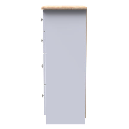 Sussex Tall Chest of Drawers White & Light Oak 4 Drawers 77cm