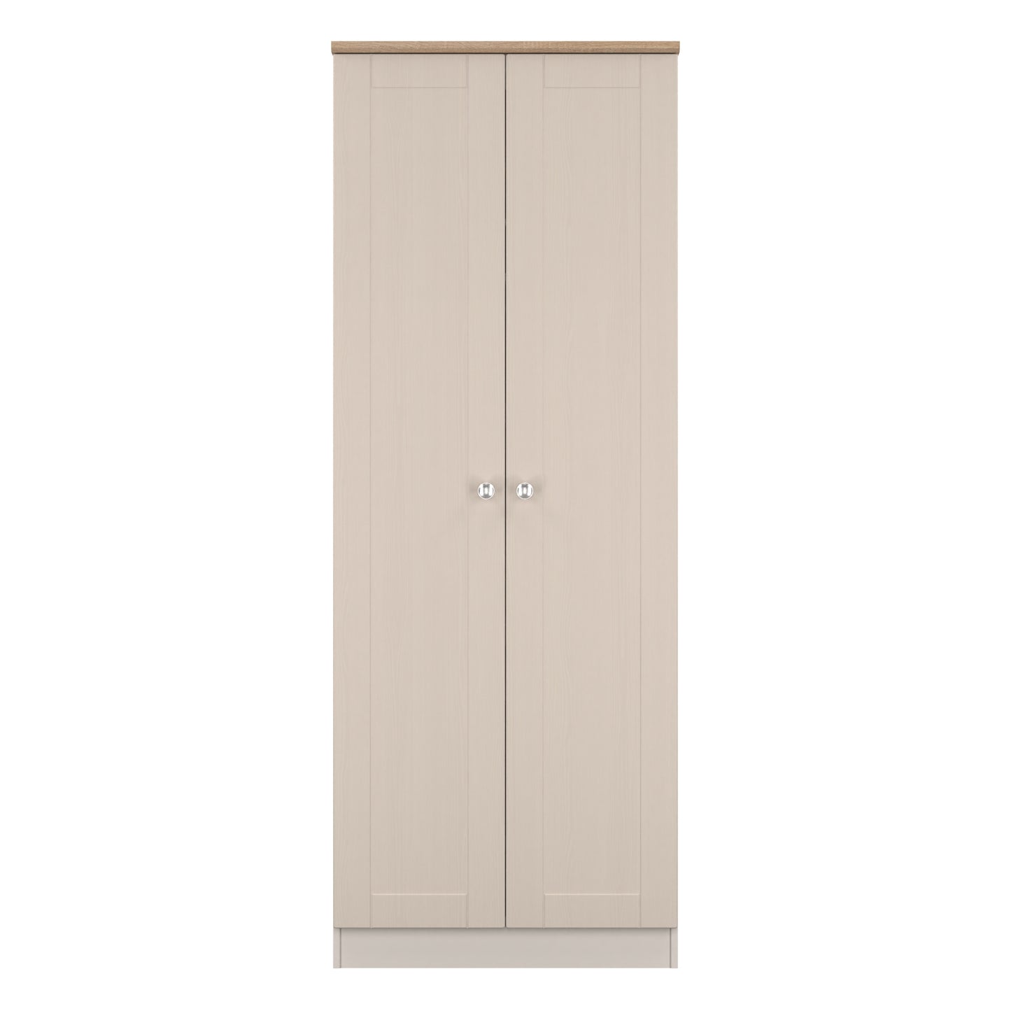 Sussex Tall Wardrobe Off-white & Light Oak 1 Shelf 74cm