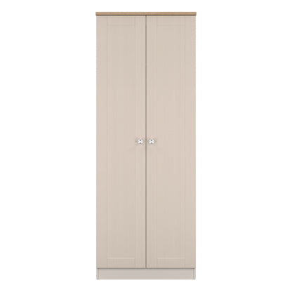 Sussex Tall Wardrobe Off-white & Light Oak 1 Shelf 74cm