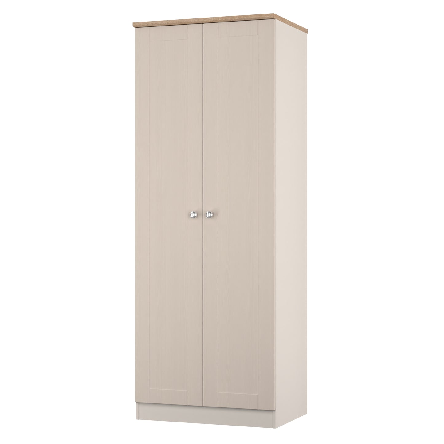 Sussex Tall Wardrobe Off-white & Light Oak 1 Shelf 74cm