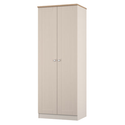 Sussex Tall Wardrobe Off-white & Light Oak 1 Shelf 74cm