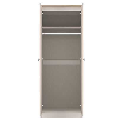 Sussex Tall Wardrobe Off-white & Light Oak 1 Shelf 74cm