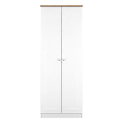 Sussex Tall Wardrobe White & Light Oak 1 Shelf 74cm