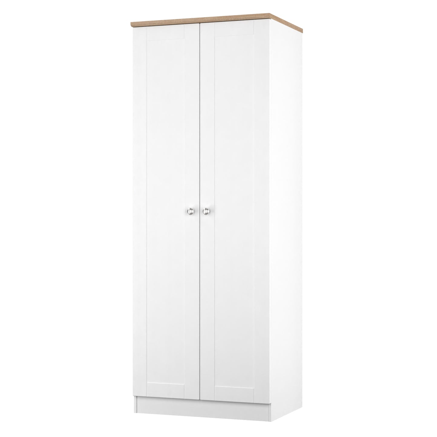 Sussex Tall Wardrobe White & Light Oak 1 Shelf 74cm